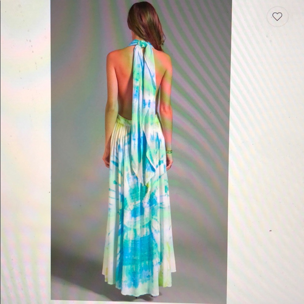 Blu Moon tye dye hydra entre aguas blue green rainbow wash dress skirt S M - Picture 4 of 8